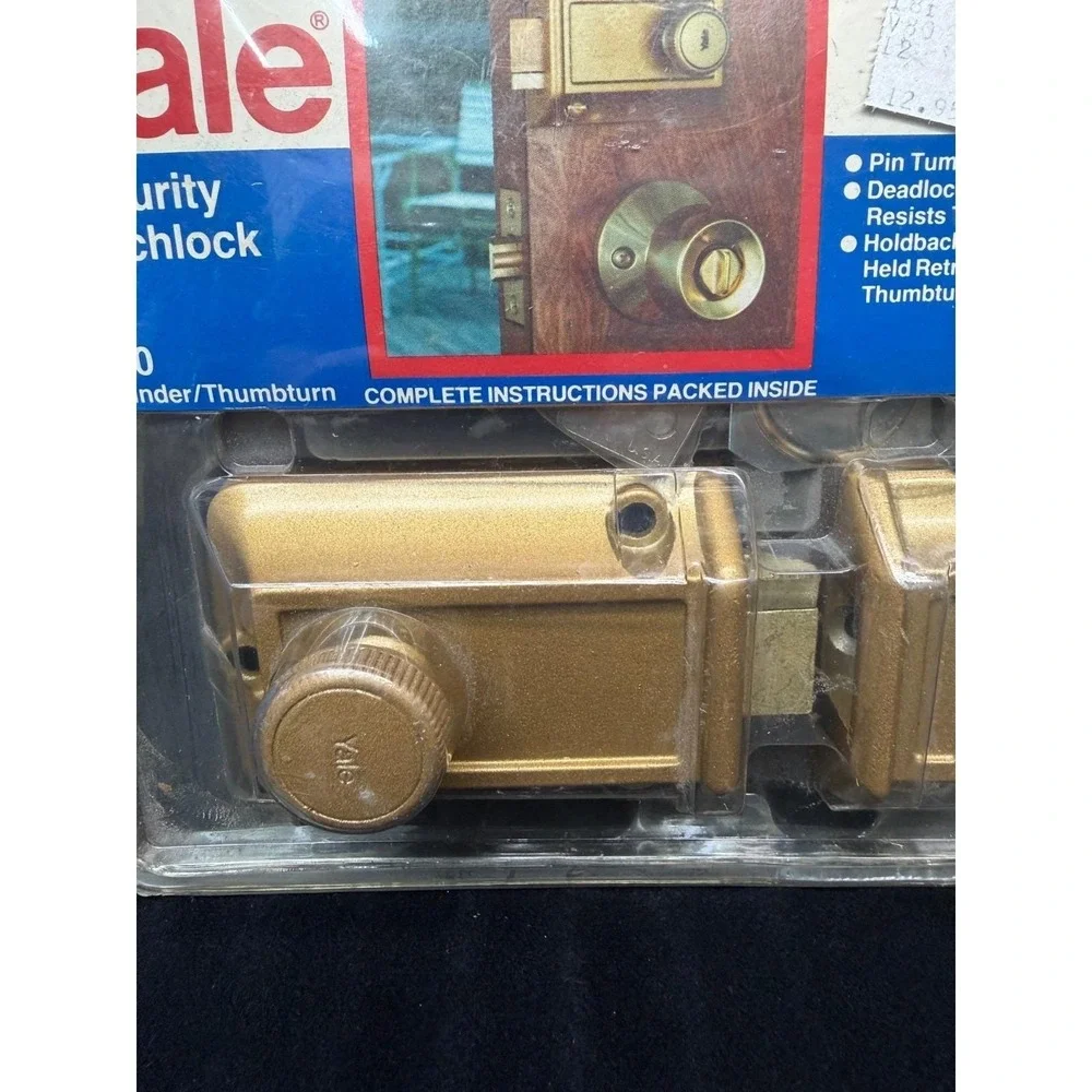 Yale Security Latchlock V80 Cylinder/Thumbturn Brass Finish NOS Vintage Lock